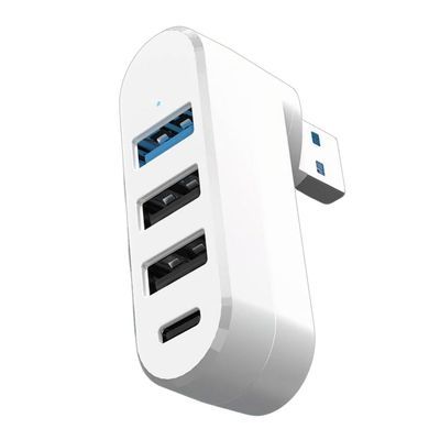 4 Port USB3.0 Hubs 180 Degree Rotatable USB Splitter with 3 USB Port 1 USB C Powered Data Port USB Extender for Laptop