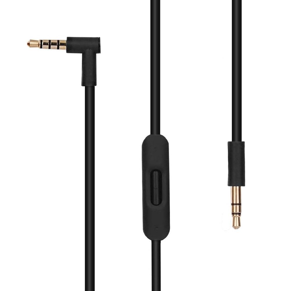 Aeisonsa Replacement Audio Cable Cord Wire Compatible with Beats Headphones Studio Solo Pro Detox Mixr Executive Pill Headphones Aux Cord with in Line Mic and Control (4.6FT, Black)
