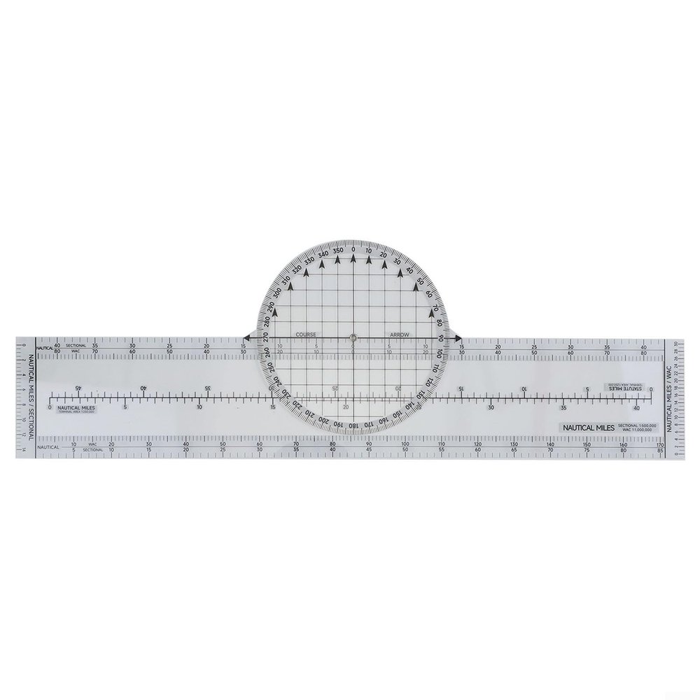 HanOaki Advanced Pilot Products Pilot Ruler for VFR and IFR Placard Transparent ABS Medium Size Heat-Resistant Aviation Navigation Tool Easy Read Markings(A)