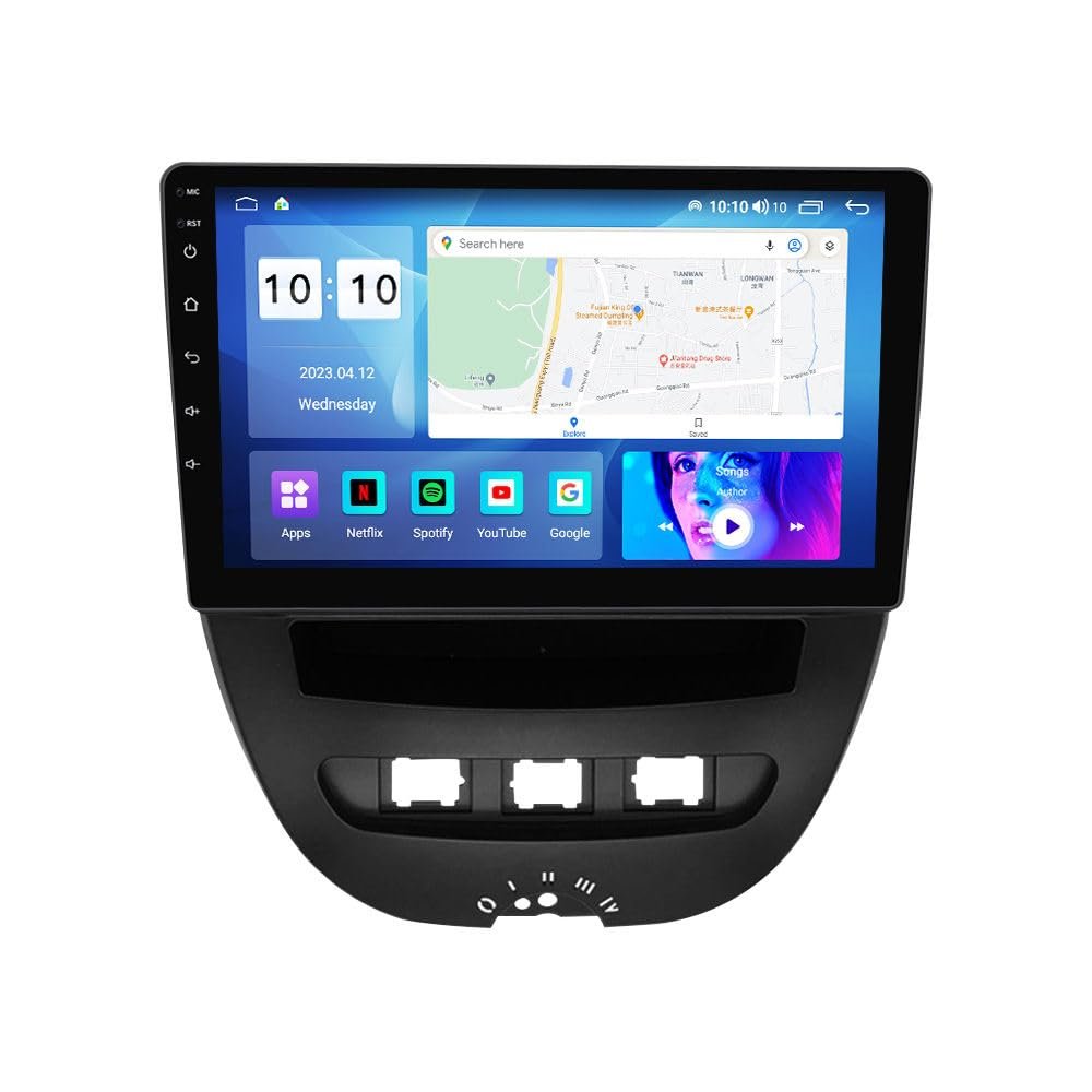 Android car Radio for Peugeot 107 2009-2015,10 inch Car Stereo Touch Screen Upgrade with Wireless CarPlay/Android Auto GPS Navigation WiFi FM Radio Head Unit,1G+32G