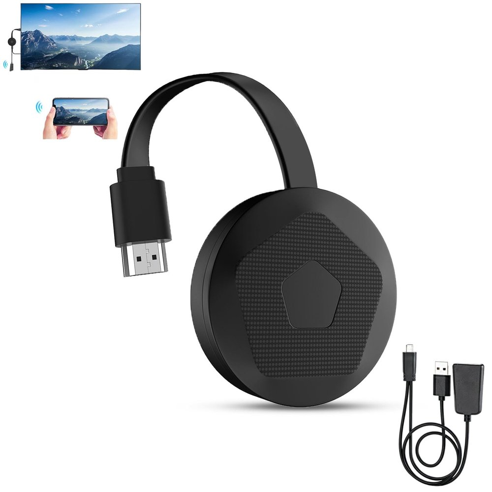 4K Wireless Display Adapter for TV, 5Ghz WiFi Miracast Dongle for Video and Audio Streaming from Laptops, Tablets, TVs/Projectors/Monitors, No Need for APP and Compatible with Android, iOS, Windows