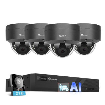 Anpviz 8 Channel 6MP PoE Security Camera System, 4X 6MP Wired IP PoE Dome Camera with Smart AI Human Vehicle Detection, Built-in Mic,Remote Acces 4K 8CH NVR 2TB HDD,(U Series)