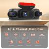 4K 360 Dash Cam 4-Channel Front/Rear/Inside/Side Car Dash Camera with WiFi, APP Control, Built-in GPS,128GB SD Card Included, 8 IR Night Vision, G-Sensor, 24/7 Parking Mode view 2