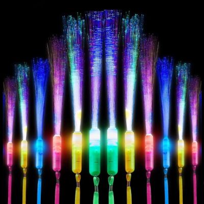 U-MOJOK 27 PCS Fiber Optic Wands Glow Sticks, Light Up Fiber Optic Lights Rod with 3 Light Modes, Sparklers Fireworks Sticks for Wedding, Concerts, Halloween,Christmas,New Year Party (Multicolor)