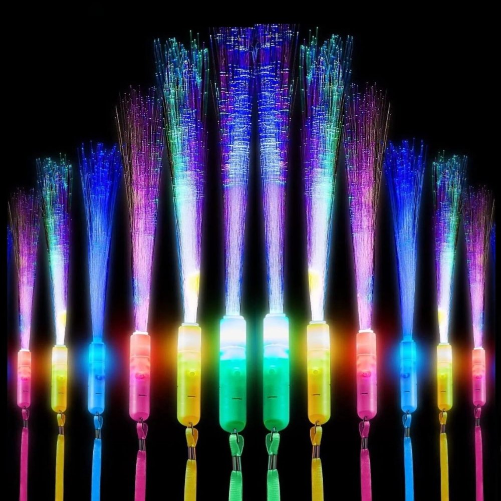 U-MOJOK 27 PCS Fiber Optic Wands Glow Sticks, Light Up Fiber Optic Lights Rod with 3 Light Modes, Sparklers Fireworks Sticks for Wedding, Concerts, Halloween,Christmas,New Year Party (Multicolor)