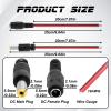 5 Pairs 12V 5A DC Power Pigtail Connector Cables (18AWG), 5.5x2.1mm Male and Female DC Pigtail Barrel Plug Connectors for CCTV Security Camera Lighting Power Adapter LED Strip Lights Solar Panel view 2