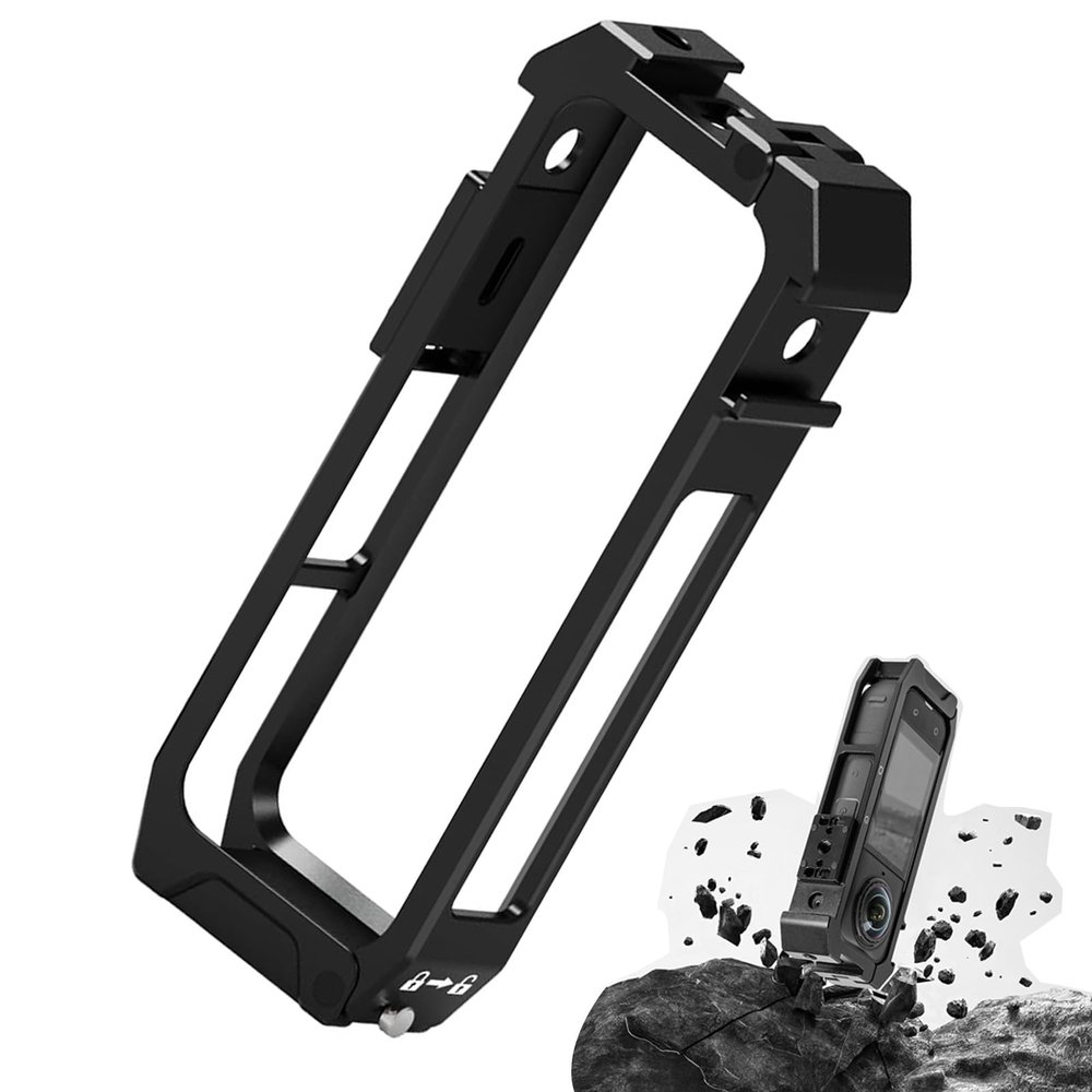Aluminum Protective Case for Insta360 X5, Multifunction Utility Frame Stronger Construction Metal Cage with Quick-Release Safety Lock