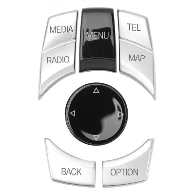 Central Multimedia Button Kit Premium Replacement Multi Media Control Key Cover Scratch Proof ABS Plastic Compatible with E Series E84 E70 E71 E72 E81 E82 E87 E88 E90 E91 E92 E93 (Electrosilvering)
