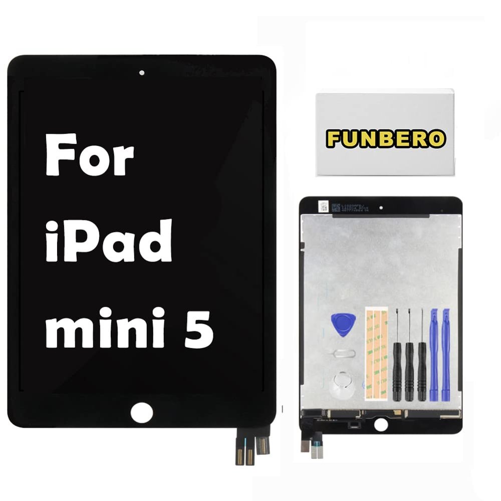 for iPad mini 5 2019 A2124, A2133, A2125,A2126 LCD Screen Replacement Display LCD Assembly and Glass Touch Digitizer Repair Kit Without Home Button (Black)