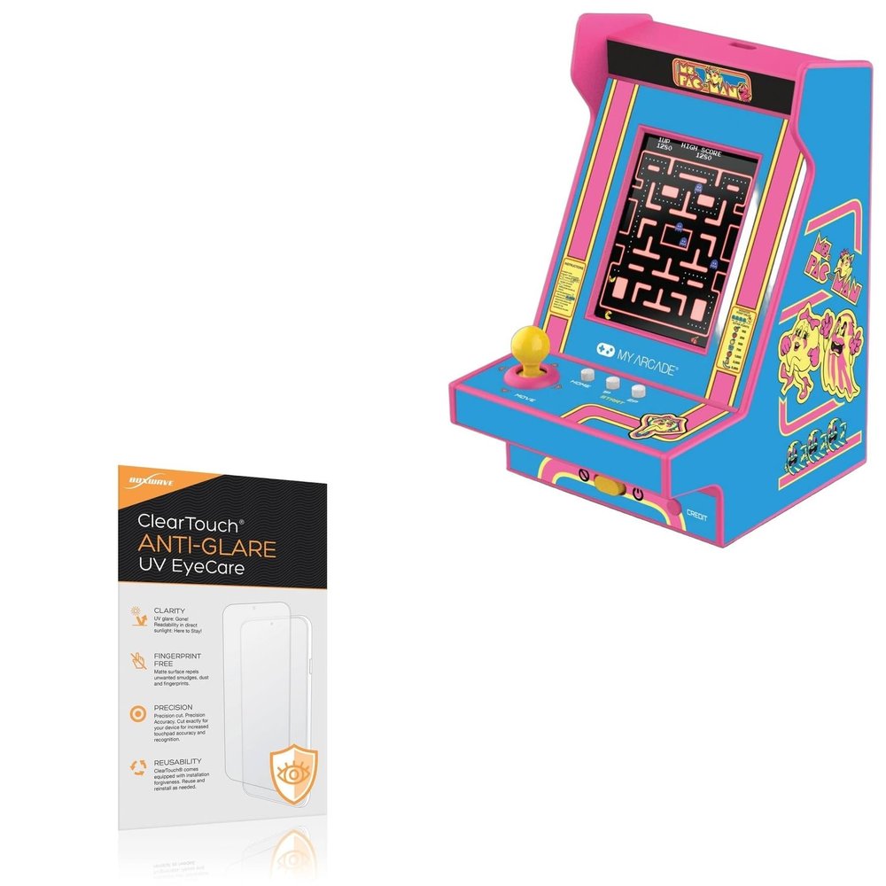 BoxWave Screen Protector Compatible with My Arcade Ms.PAC-Man Nano Player Pro - ClearTouch Anti-Glare Anti-UV EyeCare (2-Pack), Filters Out Harmful Blue Light Reduce Fatigue