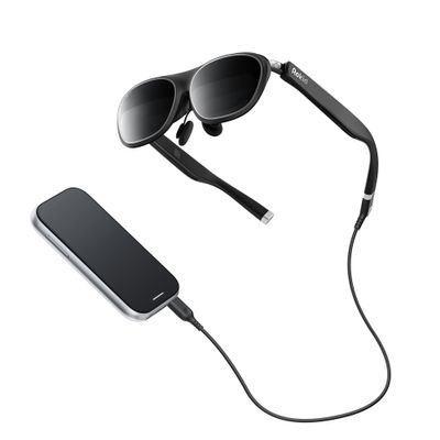 Rokid AR Spatial Video Glasses with 3-Screen Display, Max2 Black AR Glasses & Station2 Spatial Computer with 360" Micro-OLED, 120Hz OLED, 600 Nits, Multi-Tasking for Gaming