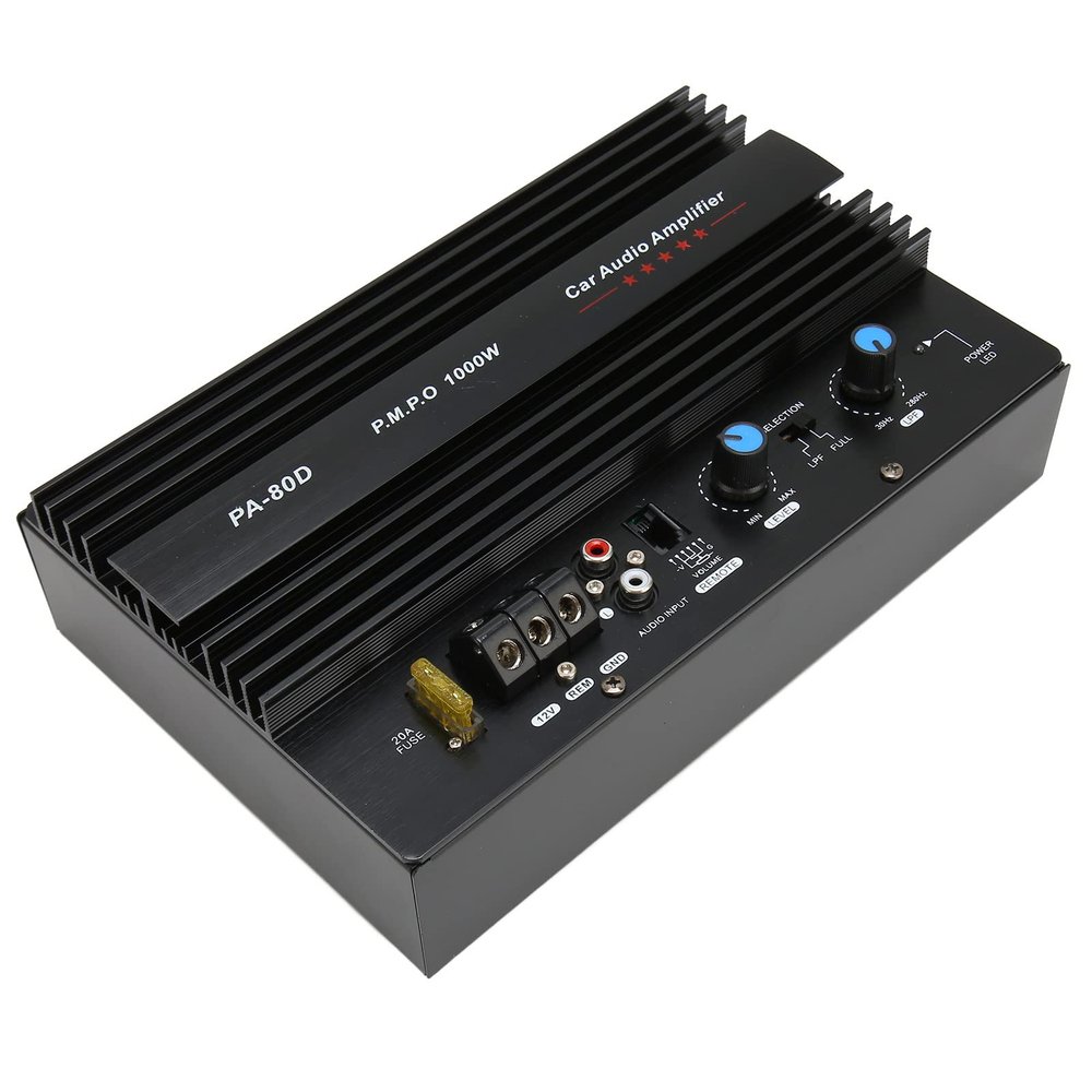 Fydun 1000W Car Power Amplifier Board Mono Subwoofer Amplifier Car Entertainment 12V  High Power Bass, Aluminum Alloy