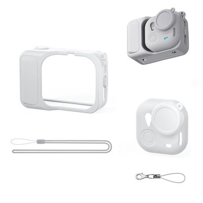 Compatible with for I n s t a 360 GO Ultra Silicone Protective Case Action Camera Protective Cover Protective Case Accessories Action Camera Protective Shell 4-Piece Set (Gray)