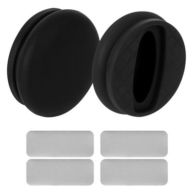 2pcs Magnetic Holder Case for AirTag, Waterproof Hidden Magnet Mount Silicone Protective Cover with 4pcs Iron Sheets for Car Bike Motorcycle Luggage Metal Surfaces (Black)