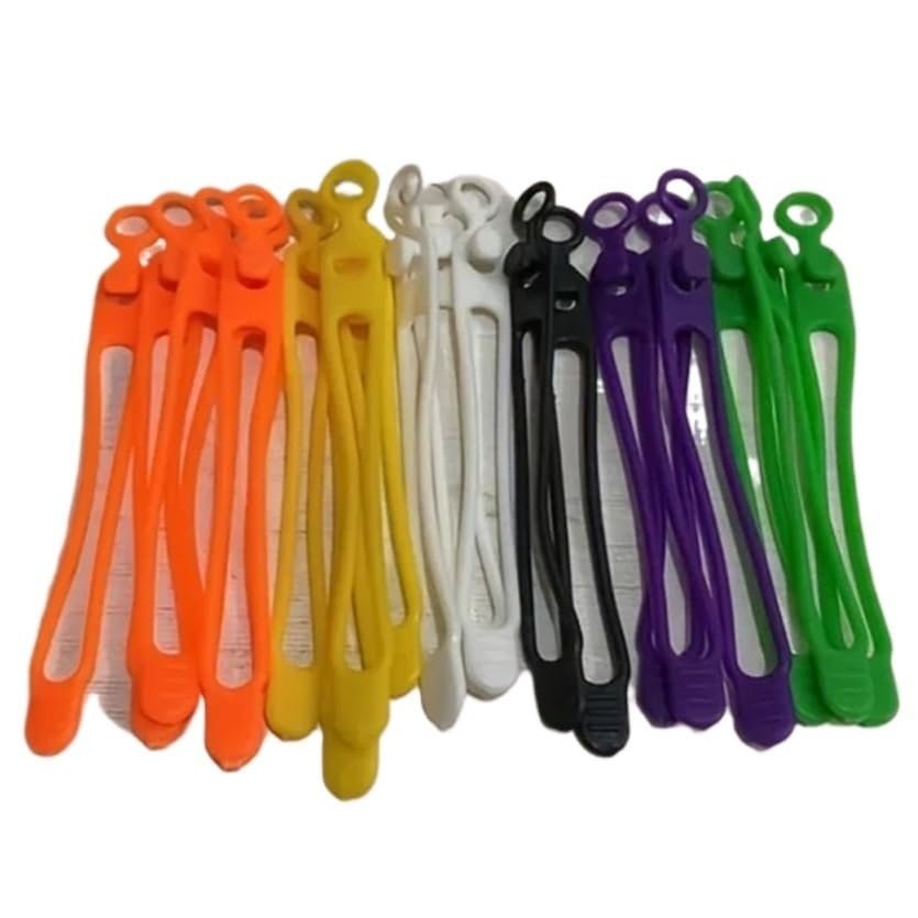 100pcs Silicone Multifunctional Cable Organizer Winder Storage Holder Bag with Zip Tie, Twist, and Clip Functions(Orange)