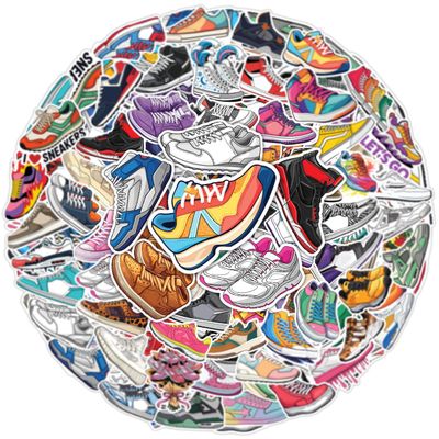 100pcs Sneaker Stickers  Colorful Shoe Decals for Sneakerheads, Laptop, Water Bottle, Skateboard, Luggage  Cool Vinyl Sneaker Sticker Set for Teens & Adults, Waterproof, Trendy Shoe Lover