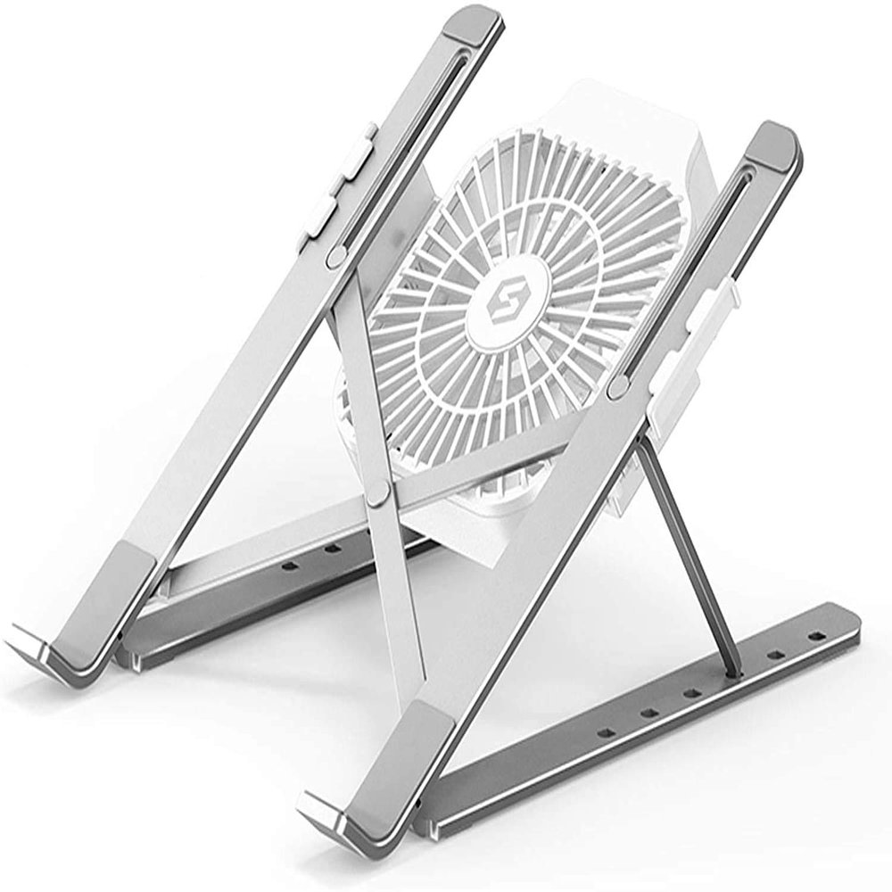 Adjustable Laptop Stand, Recliner Foldable Laptop Riser with Portable Fan Aluminum Alloy Laptop Stand Adjustable Ergonomic Compatible with 11'' -17'' for Library Home Office(3)