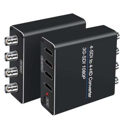 ACHAVE SDI to HDMI Video Converter, 4 sdi Input and 4 hdmi Output,4 in 4 Out,Black, Multi-Format Support, HD-SDI/3G-SDI Input, 1080p@60Hz Resolution, Long Distance Transmission