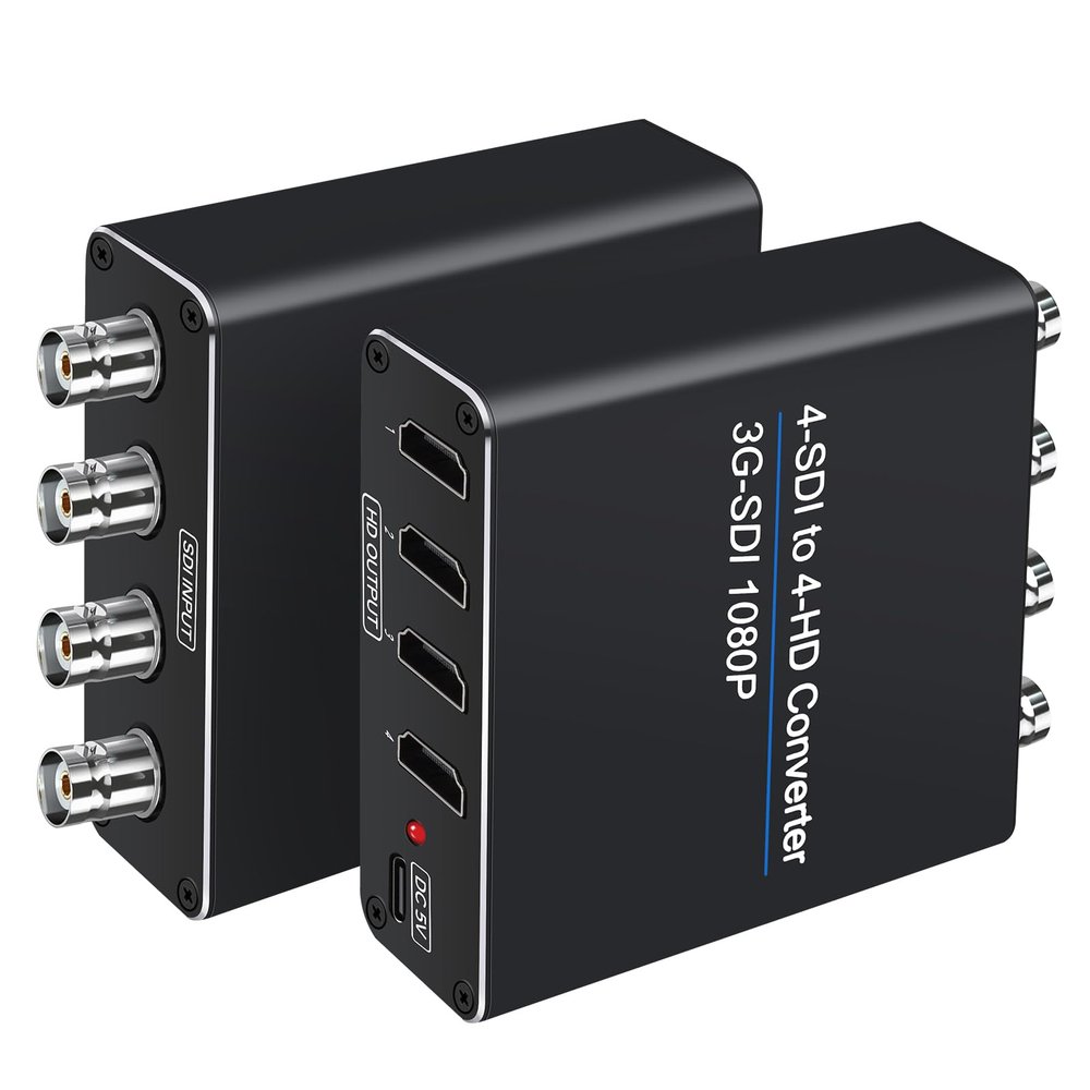 ACHAVE SDI to HDMI Video Converter, 4 sdi Input and 4 hdmi Output,4 in 4 Out,Black, Multi-Format Support, HD-SDI/3G-SDI Input, 1080p@60Hz Resolution, Long Distance Transmission