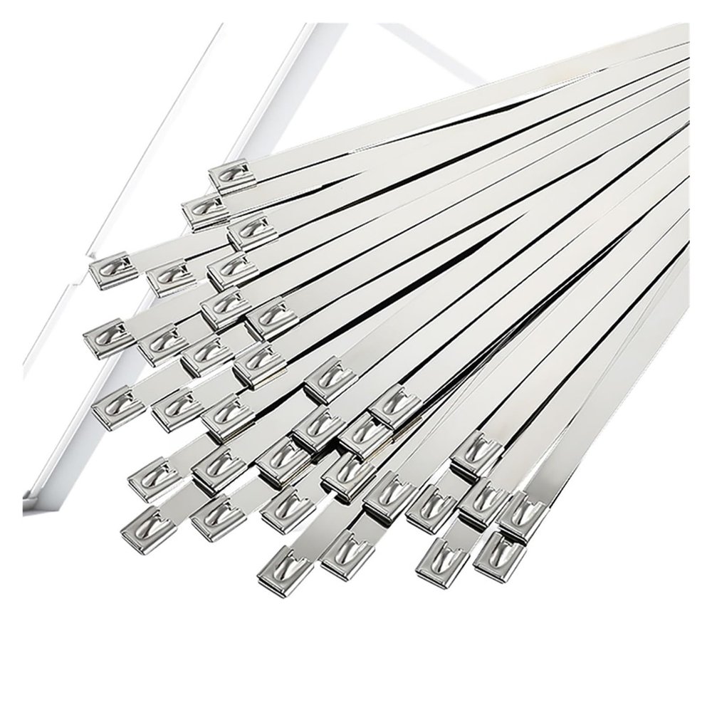 Stainless Steel Wire Ties 100 Pcs 4.6mm 304 Stainless Steel Metal Cable Ties Multifunctional Self-Locking Cable Ties Zip Exhaust Wrap Coated Locking(4.6x600mm-100pcs)