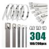 Stainless Steel Wire Ties 100 Pcs 4.6mm 304 Stainless Steel Metal Cable Ties Multifunctional Self-Locking Cable Ties Zip Exhaust Wrap Coated Locking(4.6x600mm-100pcs) view 2