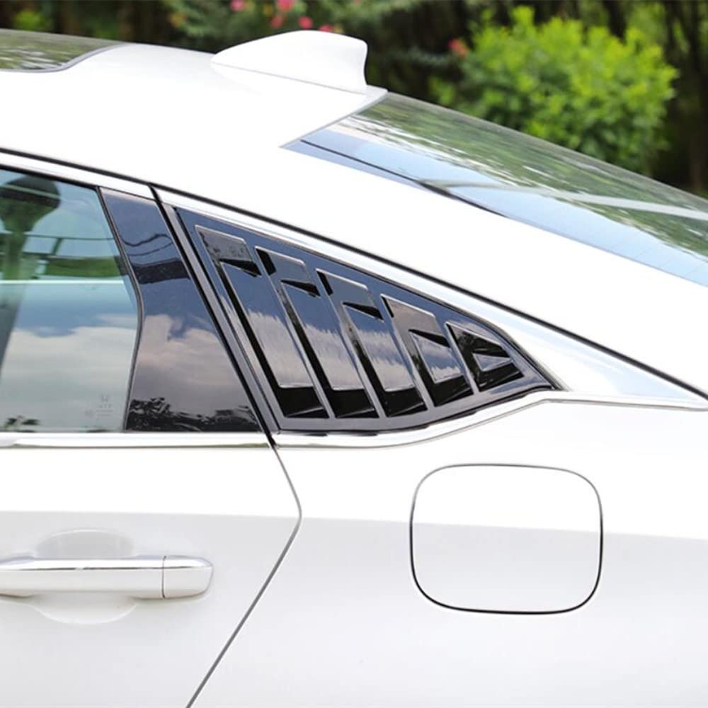 2X Sport Style Quarter Window Scoops Louvers for Honda Accord Sedan 2018 2019 2020 2021 2022 (Gloss Black)