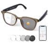 AI Smart Glasses, Bluetooth Translation Glasses for Men Women, Smart Audio Sunglasses with Real Time Translation(160+Languages), Photochromic Lenses, Music Blue Light Glasses for Travel Business-Brown view 1