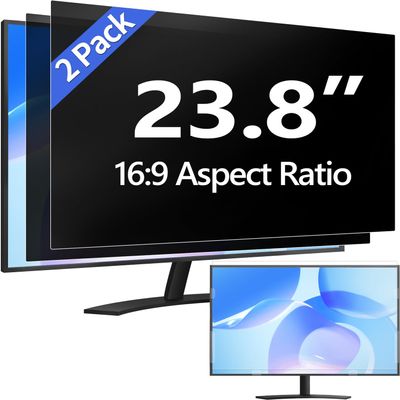 [2 Pack] Easges 23.8 Inch Computer Privacy Screen Filter for 16:9 Aspect Ratio, Eye Protection, Anti-Glare, Anti-Blue Light Computer Monitor Privacy Filter, Removable Anti-Scratch 23.8" Protector Film