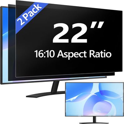 [2 Pack] 22 Inch Computer Privacy Screen Filter for 16:10 Aspect Ratio, Eye Protection, Anti-Glare, Anti-Blue Light Computer Monitor Privacy Filter, Removable Anti-Scratch 22in Protector Film