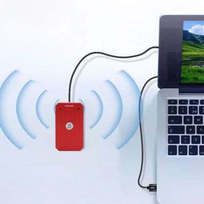 Sanpyl USB Microphone, Magnetic Back AI Noise Reduction 2 Channel Mic, 360 Omnidirectional Pickup, for Wins for OS X for Linux for Android (Chinese Red)