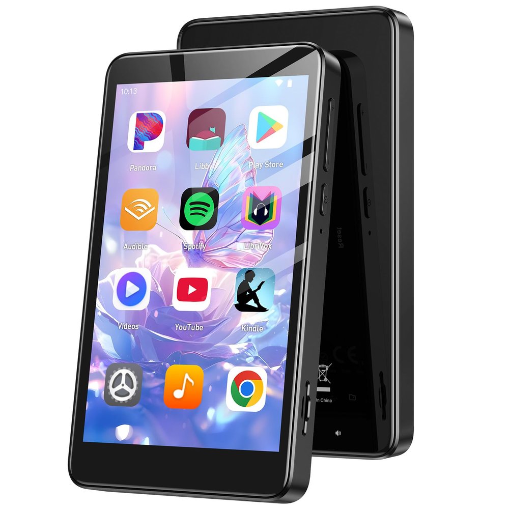 AGPTEK 160GB MP3 Player with Bluetooth and WiFi, T08X 4'' Android 14 MP4 Music Player with Spotify, Audible, APP Store, Up to 1TB, Black