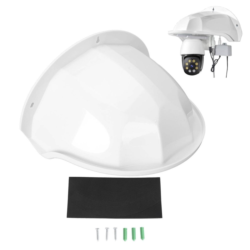 Outdoor Camera Cover, Sun Rain Shieldes Waterproofs Protective Roof for Dome PTZ Type Surveillance Camera (White)