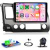 4Core 4G+64G Android 15 Car Radio for Honda Civic 2006-2011, Rimoody Car Stereo Wireless Carplay Andorid auto Mirror Link 10'' INCELL Touchscreen GPS WiFi Bluetooth 5.0 FM/RDS EQ SWC Backup Camera view 1