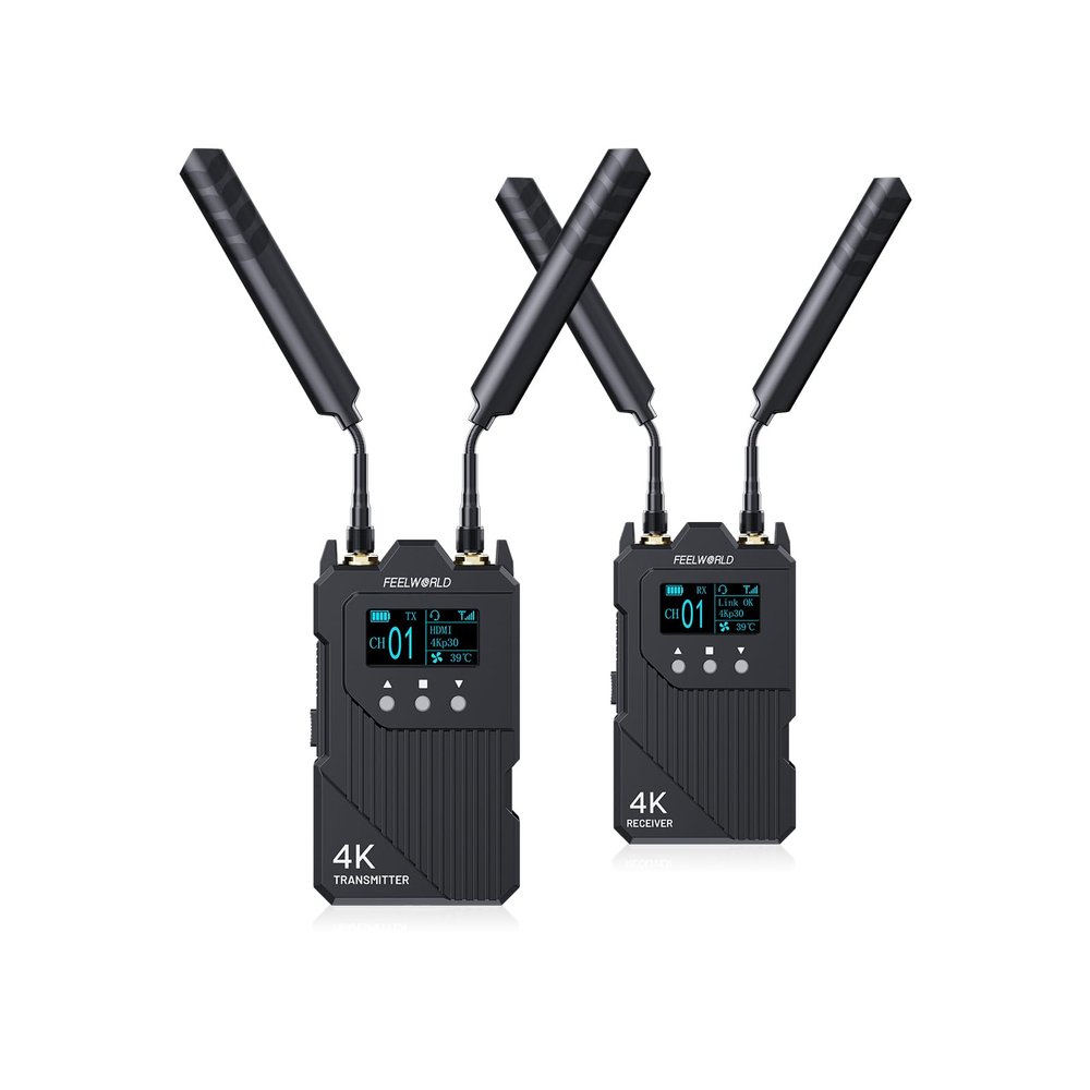 FEELWORLD WT1H 4K Wireless Video Transmission System Dual HDMI Full Duplex Intercom Live Streaming with 1000ft Transmission Distance 0.08s Low Latency