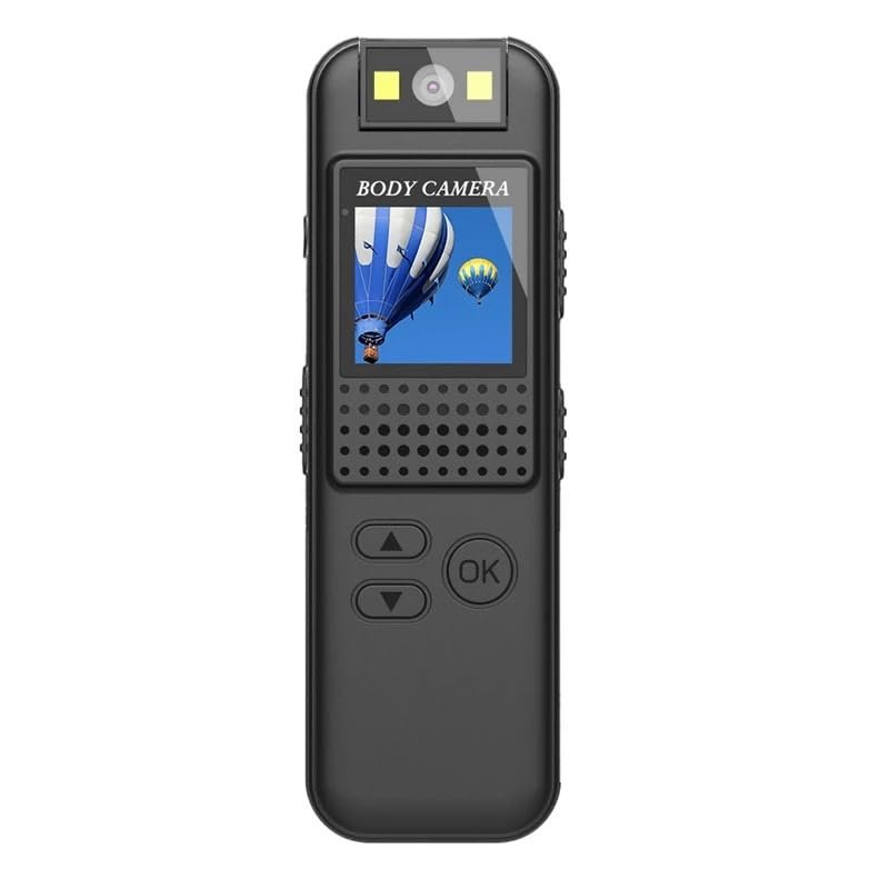 Mini Body Camera 1080P Full HD - Portable Night Vision Police Body Cam, Compact Wearable Security Camera for Law Enforcement, Outdoor Activities (No TF Card Included)