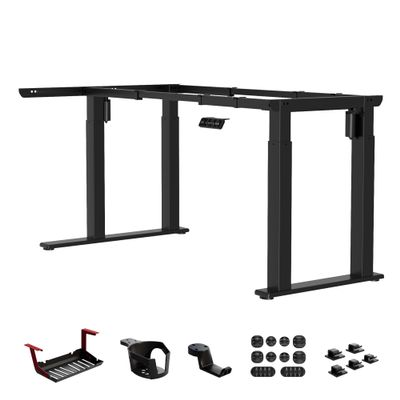 4-Leg L-Shape Standing Desk Frame Dual Motor, Electric Corner Legs Compatible Desktop Size 55-71, 264 lbs Weight Capacity, Anti-collision Detection Stand Up Desk Frame Workstation, Black Frame Only
