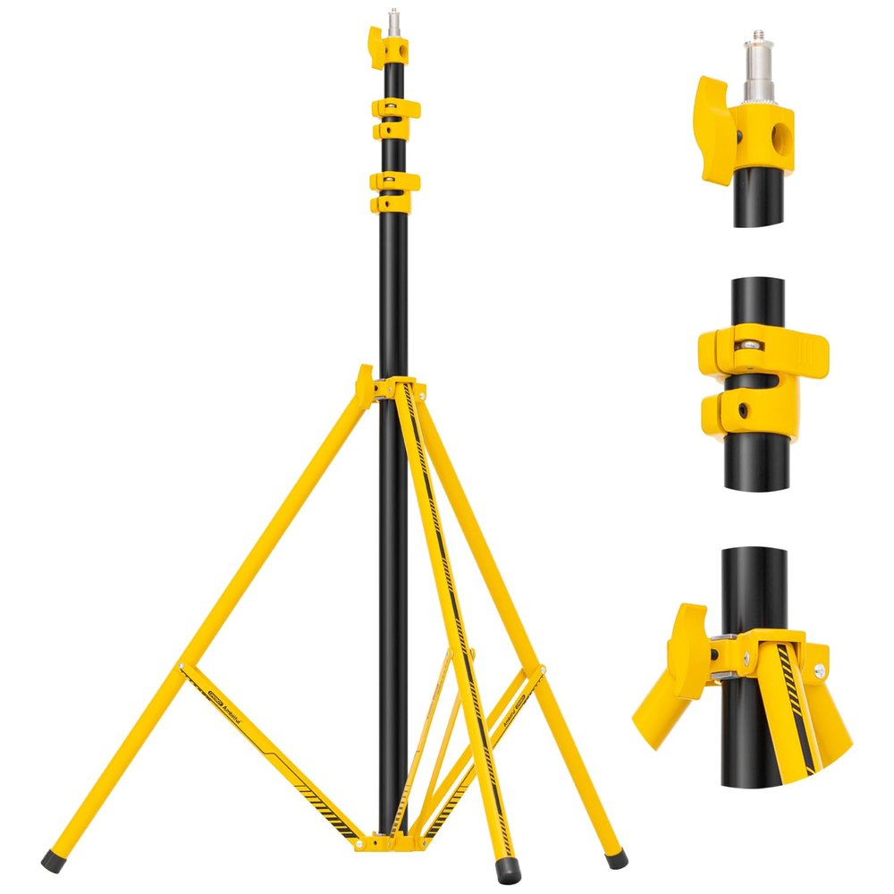 AMBITFUL GM280 Light Stand 9.18ft/280cm Air Cushioned Heavy Duty Aluminum Tripod with 1/4" & 3/8" Screw for Softbox Ring Light Studio Camera Video Photography Equipment Foldable (Yellow)