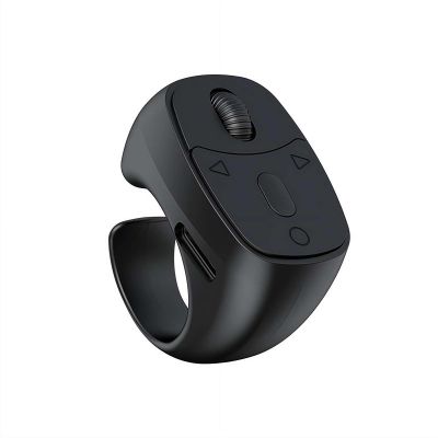 Fingertip Wireless Bluetooth Remote Controls, New Scrolling Bbluetooth Remotes Scrollings Rings Page Turner, USB Rechargeable Camera Video Clicker for Phone (Black 1 Set)
