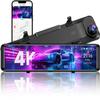 TUIFAC 4K Rear View Mirror Camera, 12'' Mirror Dash Cam, 4K/2.5K Backup Camera for Car, WiFi/GPS Dash Cam Front and Rear with 32GB Card, APP, Voice Control, WDR Night Vision, Reverse Assist (Black) view 1