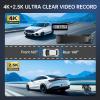 TUIFAC 4K Rear View Mirror Camera, 12'' Mirror Dash Cam, 4K/2.5K Backup Camera for Car, WiFi/GPS Dash Cam Front and Rear with 32GB Card, APP, Voice Control, WDR Night Vision, Reverse Assist (Black) view 2