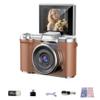 4K Digital Camera for Photo, 2025New Portable FHD 4K 48MP Digital Camera with Flip Screen, Built in LED Fill Light Compact Retro Camera for Teens Students (Brown 1 Set) view 1