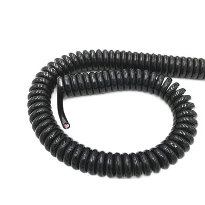 ACFFVBW Coiled Extension Cord, 1.2 Meter Black Wire Cable, Multi Core Pins Wires, 0.2mm .5mm Can Extend Tensile Power(4 Core,20 AWG 0.5mm)