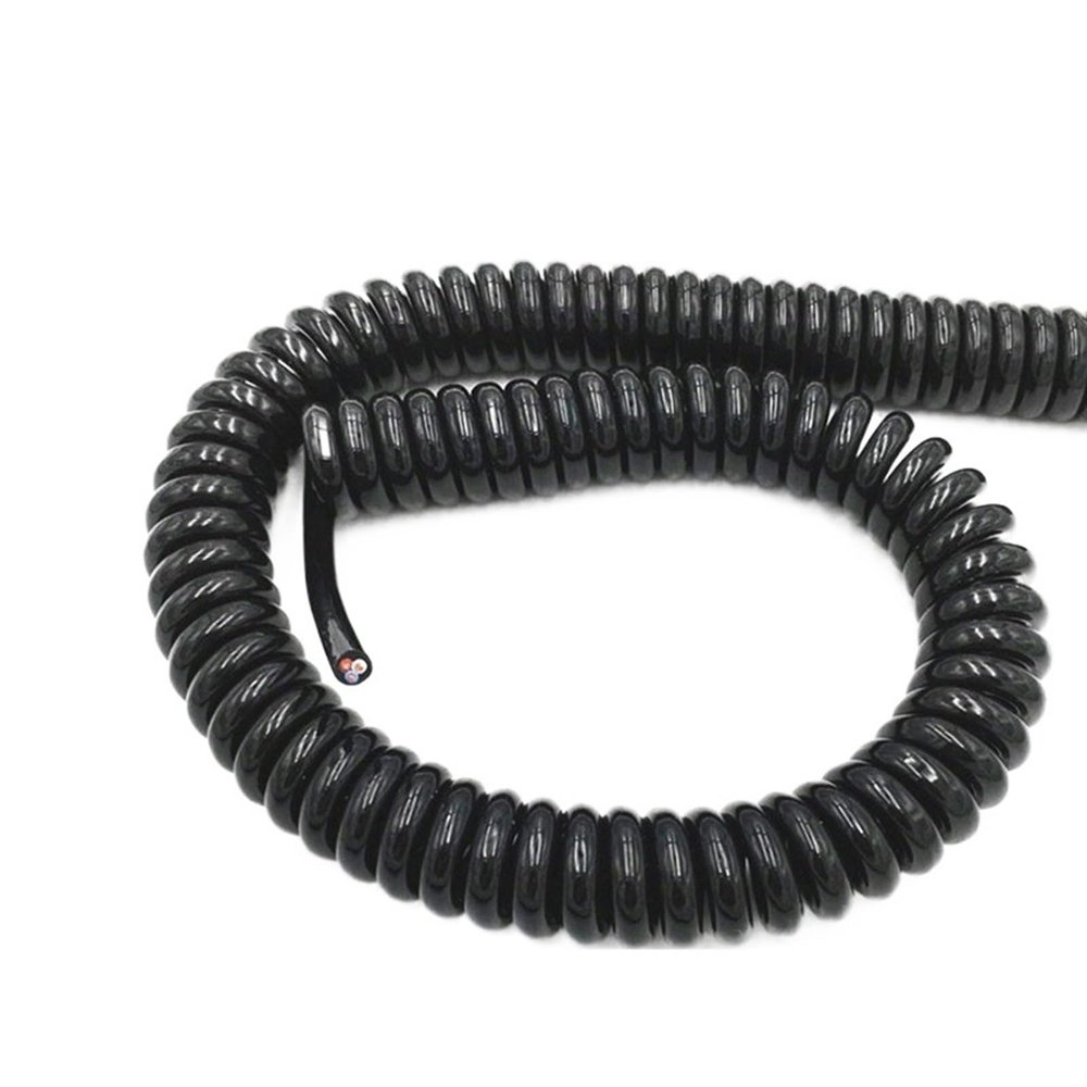 ACFFVBW Coiled Extension Cord, 1.2 Meter Black Wire Cable, Multi Core Pins Wires, 0.2mm .5mm Can Extend Tensile Power(4 Core,20 AWG 0.5mm)
