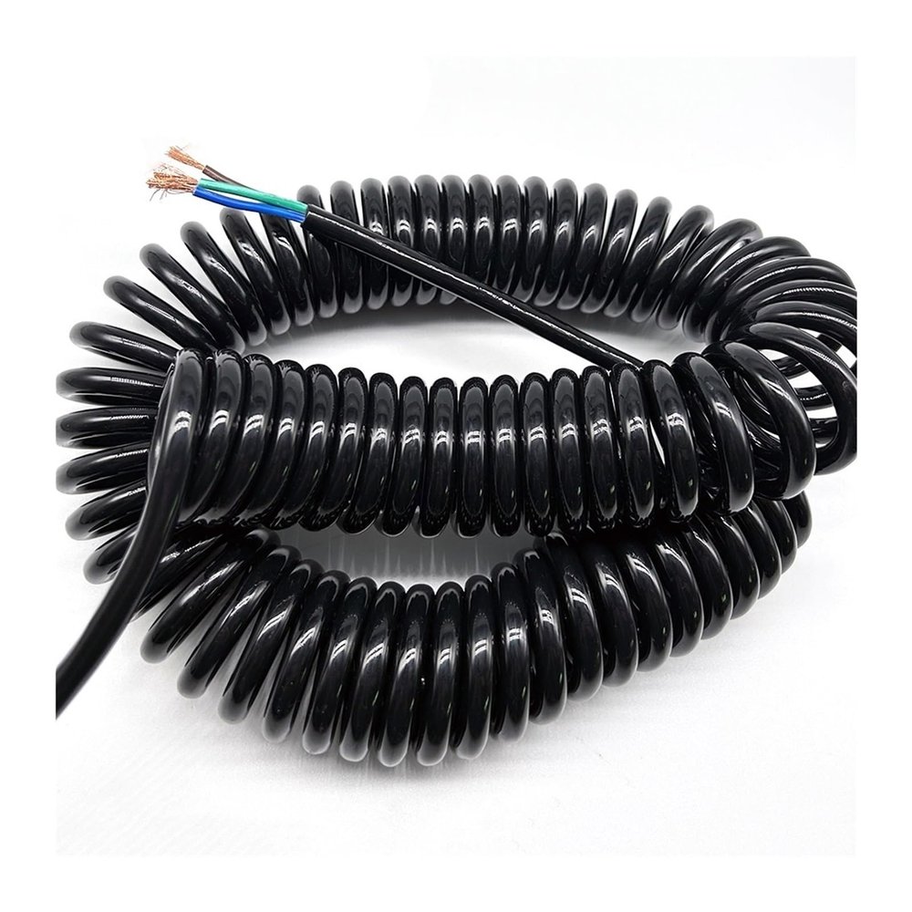 ACFFVBW Coiled Extension Cord, 3 Core 1.5mm2 Spring Cable OD 8mm Electronic Hand Wheel Signal Wire(Stretch 1.2 Meters)