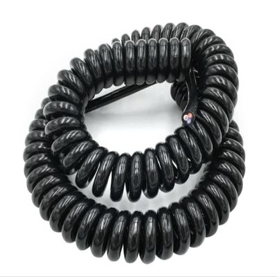 ACFFVBW Coiled Extension Cord, 0.2mm .3mm .5mm Power Cord 2 Core and 11 Black and White Wire(5core 17awg,Stretch 3.7 Meter)
