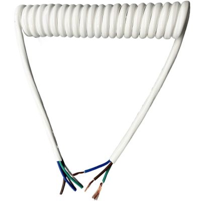ACFFVBW Coiled Extension Cord, 3 Cores 13AWG Power Telescopic Spiral Wire 2.5mm Square Spring White Cable Retractable Coil(Stretch 3 Meters)