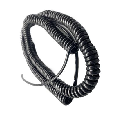 ACFFVBW Coiled Extension Cord, 2 Cores Wavy Spring Shrinkable Cable 18AWG 20AWG 24AWG Pure Copper Cord Elastic Telescopic Power Extension(0.75mm2 18awg,Stretch 1.25 Meters)