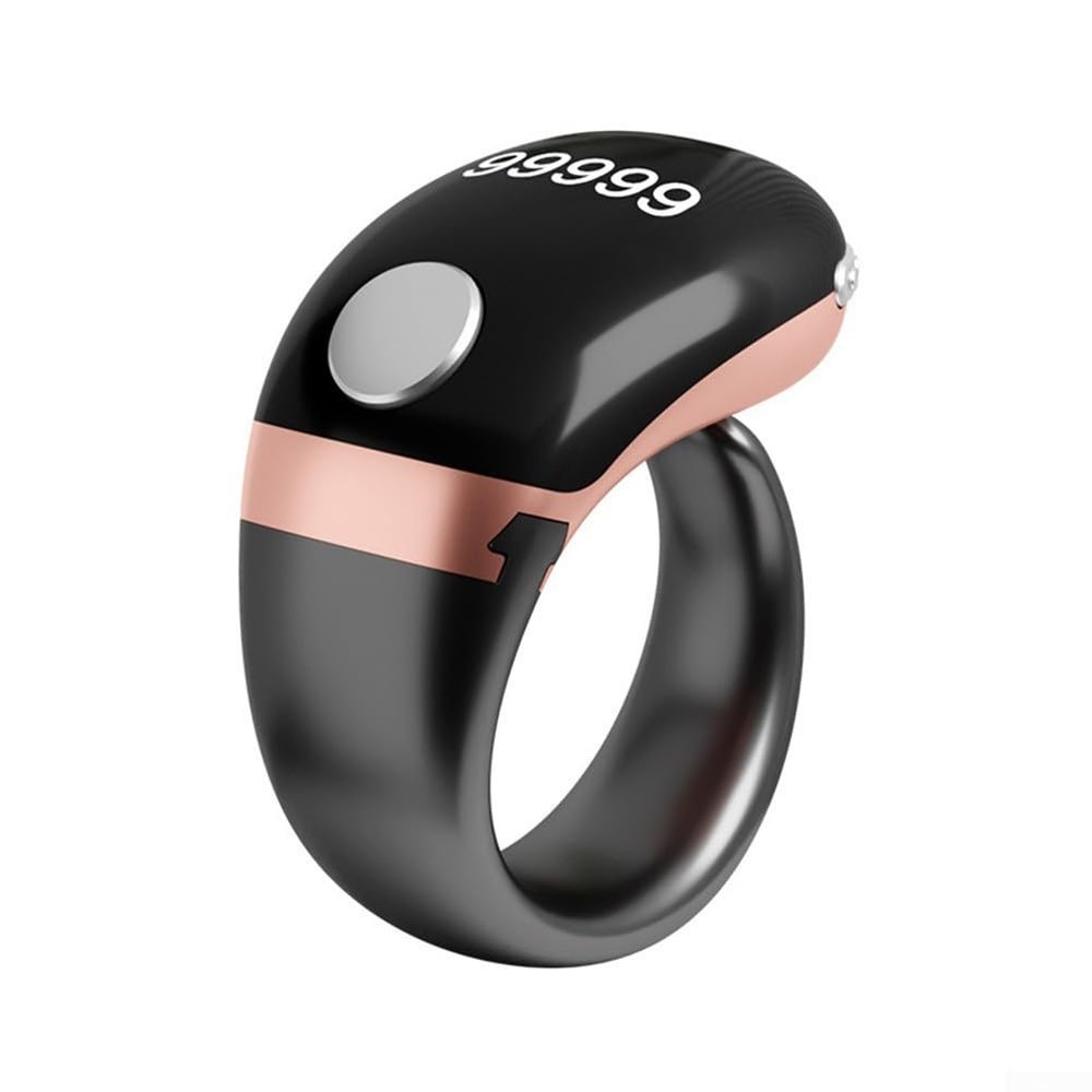 Ring Counter Finger, Adjustable Size Digital Display Smart Ring With Display Type-C Charging Electronic Counter Alarm Clock Clicker Ring, 18/20/22mm(Gold)