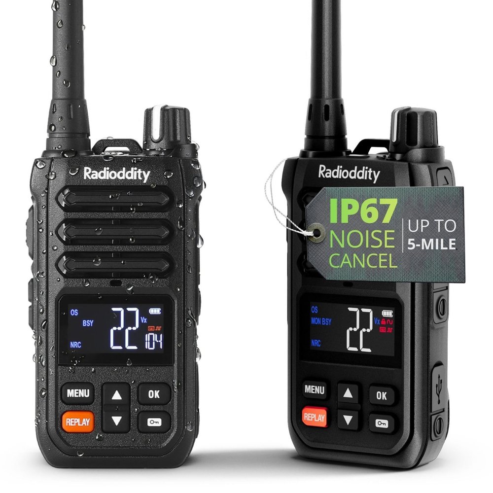 Radioddity X1 Walkie Talkies for Adults, IP67 Waterproof FRS 2-Way Radio with 5 Mile Reliable Long Range, Durable Noise Reduction & NOAA Weather Alerts for Outdoor Adventures, 2 Pack