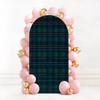 6.6FT Wedding Arch Backdrop Cover Tartan Seamless Blue Black Green Red Gold Plaid Spandex Fitted Fabric Round Top Stretchy Stand Covers for Baby Shower Birthday Party Decoration view 1